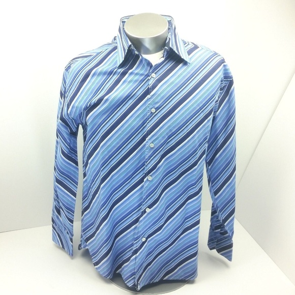 Tommy Hilfiger Striped Shirt Blue 80s 2 Ply Party - Picture 1 of 8